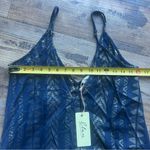 Elan  Women’s Navy Metallic Gold Arrow Print Balloon Bottom Maxi Dress Size Md Photo 2