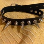 Extra Long Spike Punk Style Choker Faux Leather Unisex Women Men collar Goth Black Photo 2
