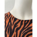Vintage orange black fitted stretch zebra print short sleeve single stitch top Size M Photo 1