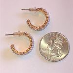 Elegant Gold Tone and Faux Pearl Dainty Hoop Earrings Photo 2