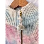 Love Shack Fancy Florrie Chunky Knit Zip Up Crochet Cotton Candy Hand Dye Scallop Photo 8