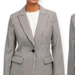 Madewell  The Alston Blazer Jacket Gingham Twill Slim Fit Size 12 Photo 0