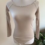 Abercrombie & Fitch  Ruffle Cream Long Sleeve Bodysuit Photo 0
