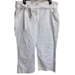 J. Crew Jeans Womens 34P White Wide Leg Cropped Paperbag High Rise Belt Denim Size undefined Photo 1