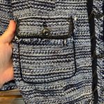 White House | Black Market Navy Blue Tweed Freyed Edge Blazer Jacket Size 8 WHBM Photo 2