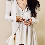 Free People We the free Cream Long Sleeve Henley top size XS oversized boho Photo 0