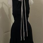 Amanda Uprichard Liora “SOLD OUT” Black white trim fitted mini dress long ribbon ruffles-Size M Photo 1