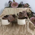 Minka Women Peach Pyramid Studs Lori Tan Leather Studded Sandals 9 Made In Italy Photo 3