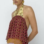 ZARA  Yellow and Purple Patterned Women's Top Photo 0