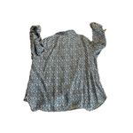 Chico's  No Iron Linen Blue Diamond Button-Up Tunic Size XL 16/18 Roll Tab Photo 3