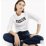 J. Crew x Pinkshop Cotton Power Woman White Graphic Sweatshirt Womens Size Small Photo 0
