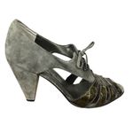Vaneli Women's Gray Suede Peep Toe Lace Photo 6