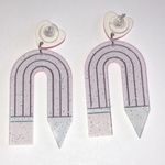 Pink Pencil Boho Dangling Fun Funky Retro Earrings Photo 2