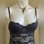 Rampage Naval Blue Lace Chemise Adjustable Straps Key Hole & Hook Closure Sz S Photo 2
