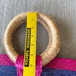 Vintage Pink Rainbow Striped Extra Large Raffia Straw Basket Bag Beach Travel Photo 9