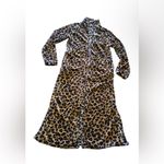 Leopard Print Robe Cozy house Full Zipper Two Pockets Lounger Wear Size 2 Brown Photo 1