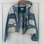 American Eagle Bleached Denim Cropped Hooded Jean Jacket Shacket Photo 7