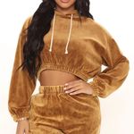 Double Zero Caramel Suede Cropped Hoodie Photo 0