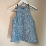 Ganni Pattern Beaded Jacquard Floral Top Sky Blue Sz 38/6 NWT Style F8022 Photo 3