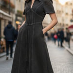 Elliatt  Matisse Denim Short Sleeve Midi Dress Black Size S NWT Photo 0