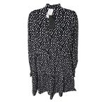 Gibsonlook Smocked Cuff Tiered Mini Dress Abstract Dot Black White S Photo 2