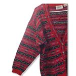 Nordstrom , BRASS PLUM Medium Red, Black 100% Wool Button Front Cardigan Sweater Photo 2