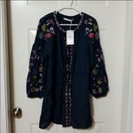 ZARA ✨4xHP✨Navy Blue Short Embroidered Tunic MidiDress✨ Photo 8