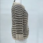 Sam Edelman Chunky Knit Striped Sweater Neutral Black Beige Textured Cozy Sz L Photo 3