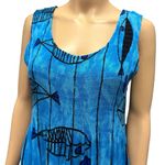 Klozlyne Blue Rayon Tropical Mirror Image Fish Hawaiian Print Dress Womens XL Photo 3