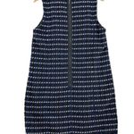 Ann Taylor Dress Womens 4 Blue Boucle Knit Mini Shift Fringe Glitter Sleeveless Photo 1
