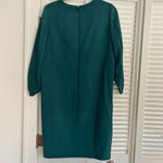 Layfette 148 Womens Teal Shift Dress Size 4 3/4 Sleeves Pockets Ruched Detail Green Photo 2