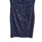 Ralph Lauren 90's  Floral Cowl Neck Sequin Lace Sheath Dress Navy Blue Size 6 Photo 3