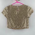 Revelry Gold Sequin Crop Top Extra Small Style 2454 Evening Wedding Bridesmaid Size XS Photo 2