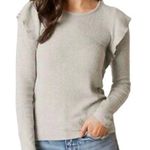 Lucky Brand  heather gray ribbed ruffle top size large Photo 0