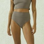 Cotton On NWT High Waisted Cheeky Bikini Smoothing Bottom Khaki Shimmer Size XS Photo 7