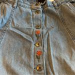 Hammerschmid 90s vintage denim midi skirt embroidered flowers pewter buttons 1X Blue Size undefined Photo 4