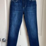 Free People High Rise Clean Girlfriend Raw Hem Crop Jeans (Dark Wash) - 25 Photo 2