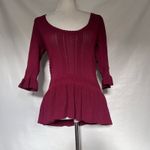 Torn By Ronny Kobo Peplum Womens Sweater Sz M Burgundy Preppy Scallop Romantic Photo 7