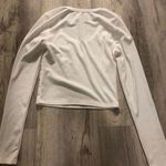 White Ribbed Scoop Neck Long Sleeve Top Photo 1