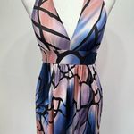 Hourglass Lilly Blue Purple Mauve Black Halter Neckline Low Back Maxi Dress S Photo 4