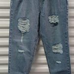 Pretty Little Thing Mid Blue Wash Distressed Mom Jeans Women's Size 8 Denim Photo 4