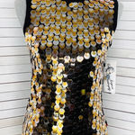 Peter Nygard Dangle Fish Scale Sequins Mock Neck Sleeveless Sweater Black PS Photo 0