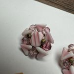 Bead Cluster Beaded Vintage Clip On Earrings 1 Hong Kong 1 West Germany Lot Of 2 Pink Photo 6