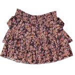 Anthropologie  Pink White Paisley Tiered Elastic Waist Mini Ruffle Skirt Size XL Photo 1