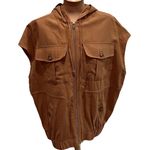 ZARA Women's Brown Oversized Hooded Vest Size Small Safari Utility Jacket Boho Photo 0