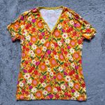Women’s Medium Little Sleepies Short Sleeve Pajama Top VNeck Sunny Garden Floral Yellow Photo 0