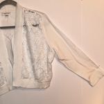 Calvin Klein Woman Cropped Knit See Through Cardigan White Laced-front Size XL Photo 5