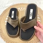 ZARA Satin Effect Low Heel Platform Sandals Green Khaki Size EU 36 Photo 2