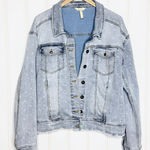 Matilda Jane Polka Dot Denim Jacket Distressed Frayed Hem Light Wash Womens XXL Photo 0