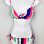No Boundaries NoBo Neon Stripe Juniors Bikini L‎ Photo 0
